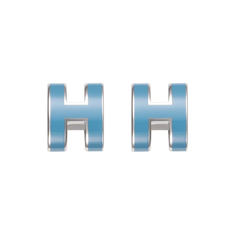 HERMES Palladium-Plated Stud Earrings Unisex Silver-0