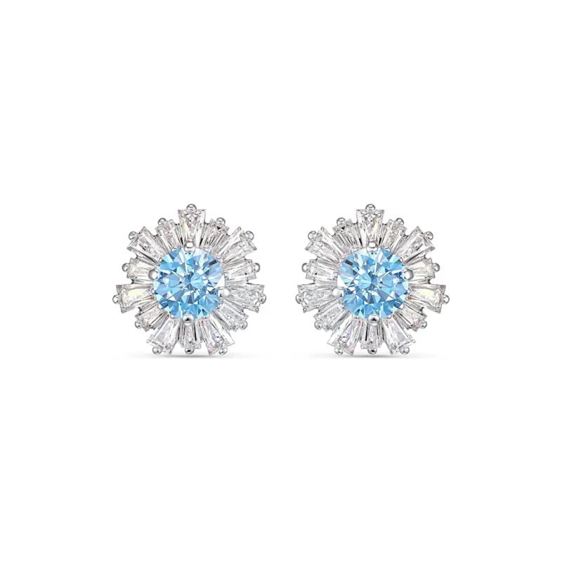 Swarovski Faux Crystal Stone Stud Earrings Women's Blue-0