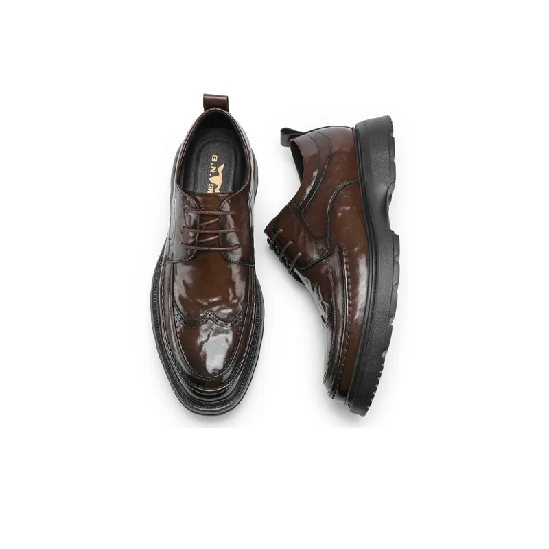 G.N.SHIJIA Dress Shoes Men Low Top Black/Brown-15