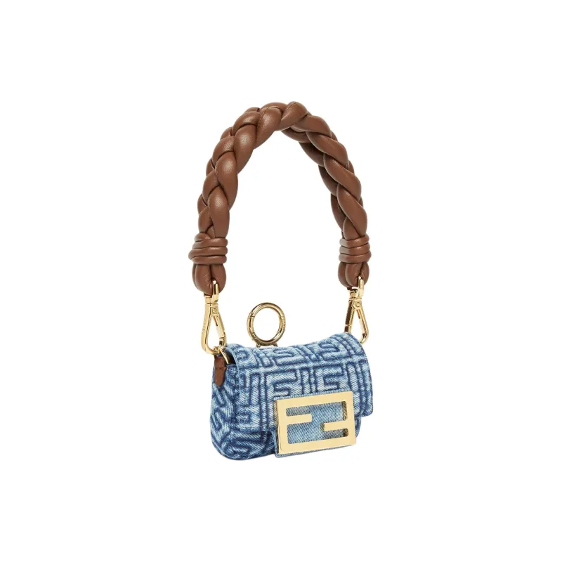 FENDI Baguette Denim Handbag Extra Mini Women's Blue-1