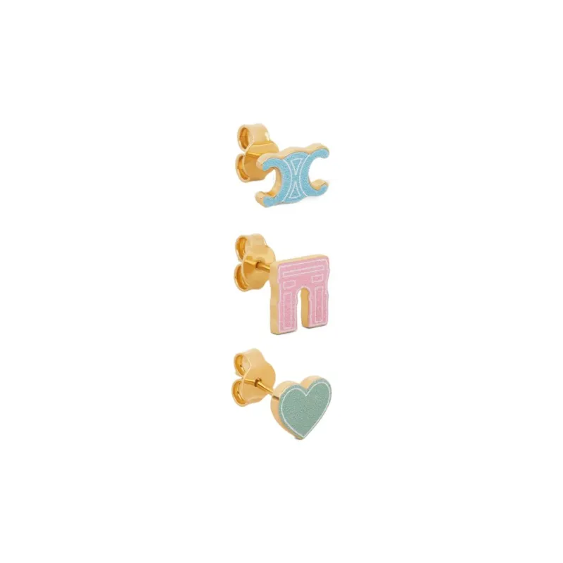 CELINE Glaçon Studs In Brass With Gold Finish And Resin-1