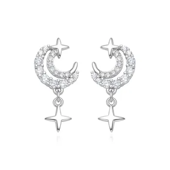FANCI S925 Silver Set With Gemstones Stud Earrings Women's