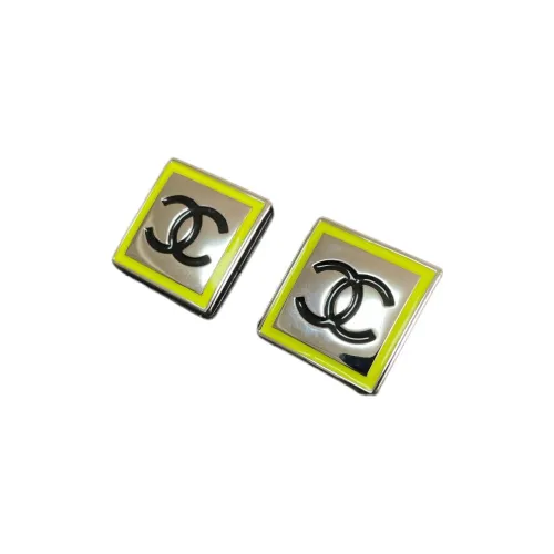 CHANEL Stud Earrings Women's Black/Gold/Yellow