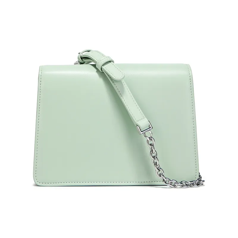 Cthulhu Cow Leather Shoulder Bag Morandi Small Square Bag Medium Size Women's Ecru/Green/Purple-11