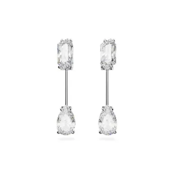 Swarovski Rhodium Plated Stud Earrings Women's Silver