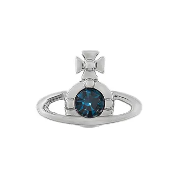 Vivienne Westwood Crystal Stud Earrings Unisex Sapphire Blue/Silver
