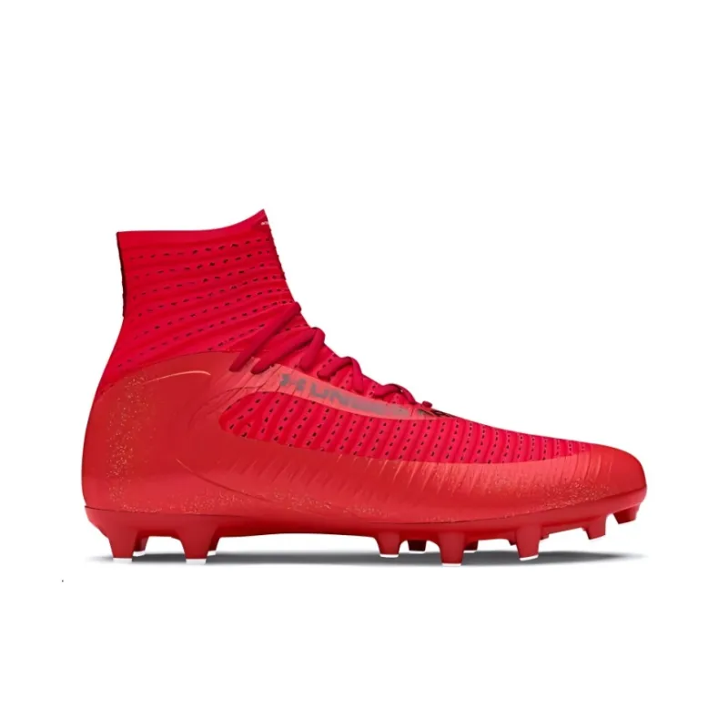 Under Armour MG Rubber Short Studs Breathable Soccer Shoes Men's Red-1