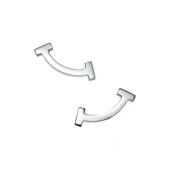 TIFFANY & CO. White 18K Gold Stud Earrings Unisex Silver