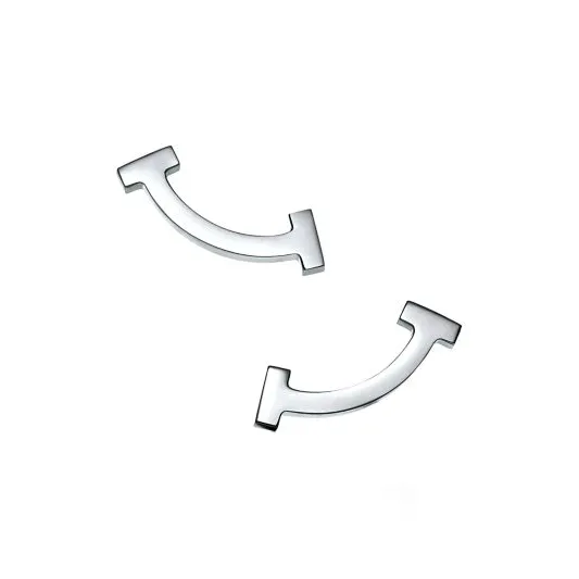 TIFFANY & CO. White 18K Gold Stud Earrings Unisex Silver-0