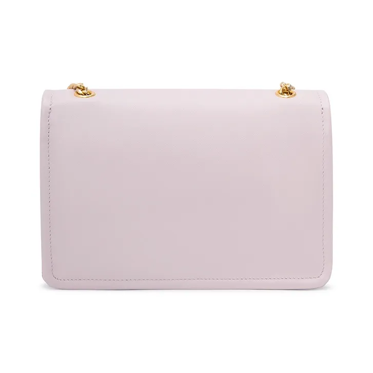 ELLE Cow Leather Shoulder Bag, Crossbody Bag Regular Women's Light Lavender/White/Black-2