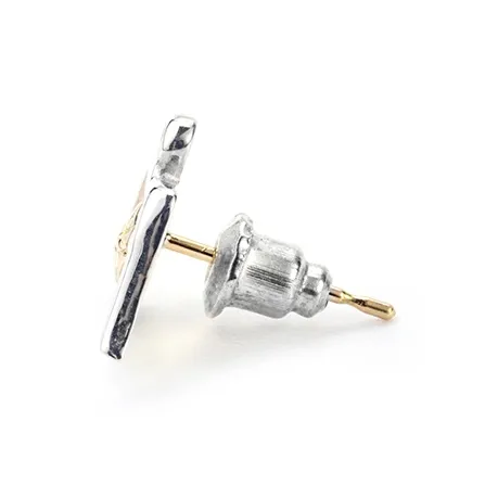 GOD SUNS 18K Gold 950 Silver Stud Earrings Unisex-2