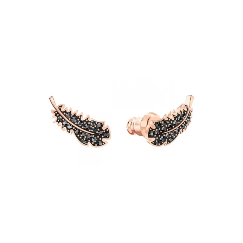 Swarovski NAUGHTY Faux Crystal Stud Earrings Women's Black-1
