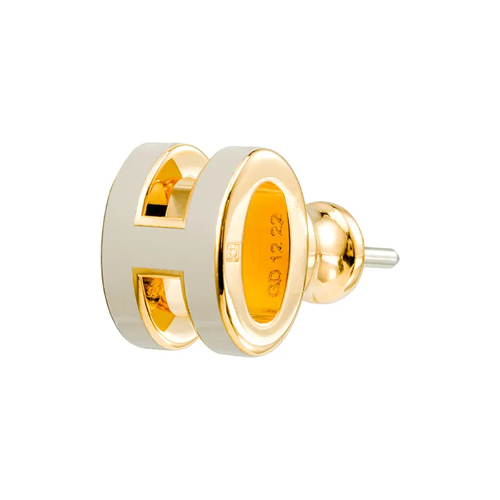HERMES Gold Plated Stud Earrings Women's-1