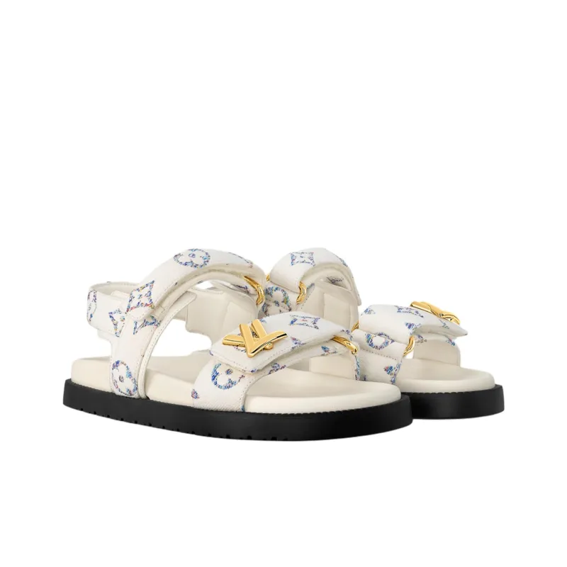 LOUIS VUITTON Sunset One Strap Sandals Women's Ecru-2
