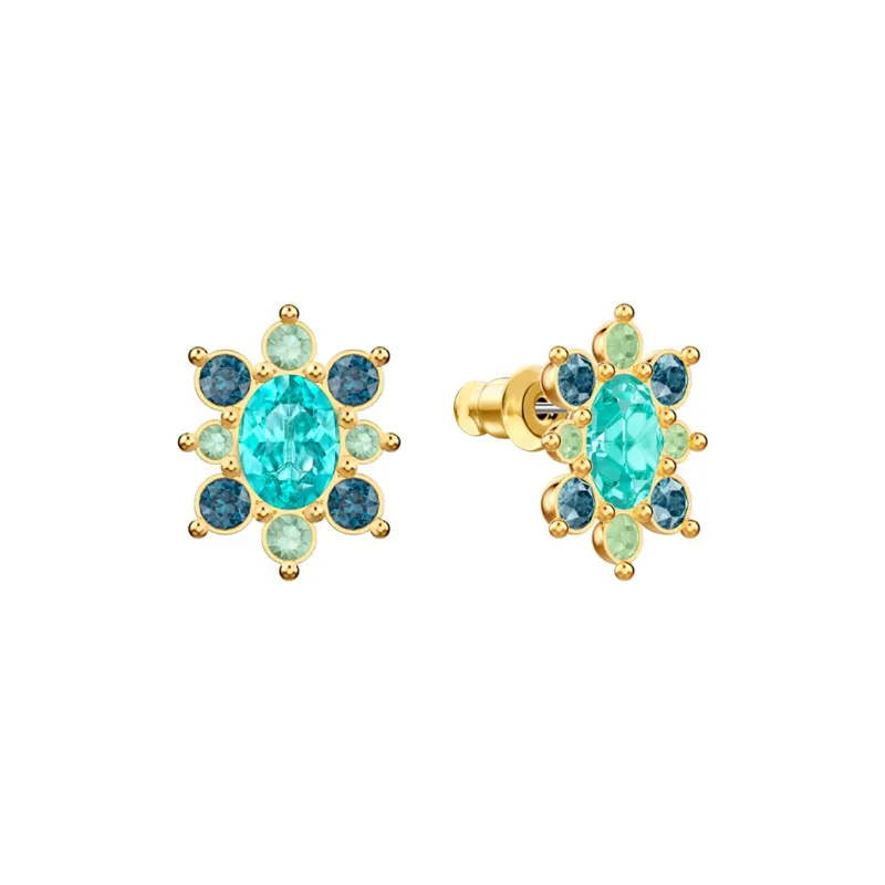 Swarovski Lucky Goddess Stud Earrings Women's Blue/Gold-1