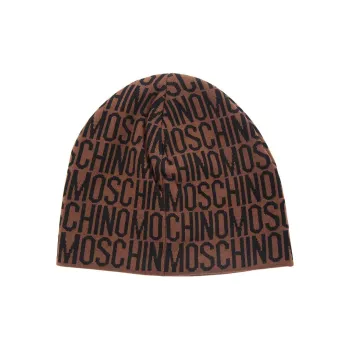 MOSCHINO Wool Viscose Beanies Unisex Brown