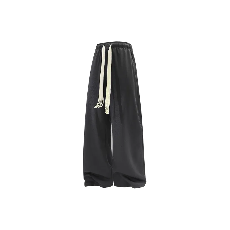 GWAF Classic Basic Solid Color Versatile Minimalist Style Drawstring Lace Up Casual Straight Fit Pants Unisex-5