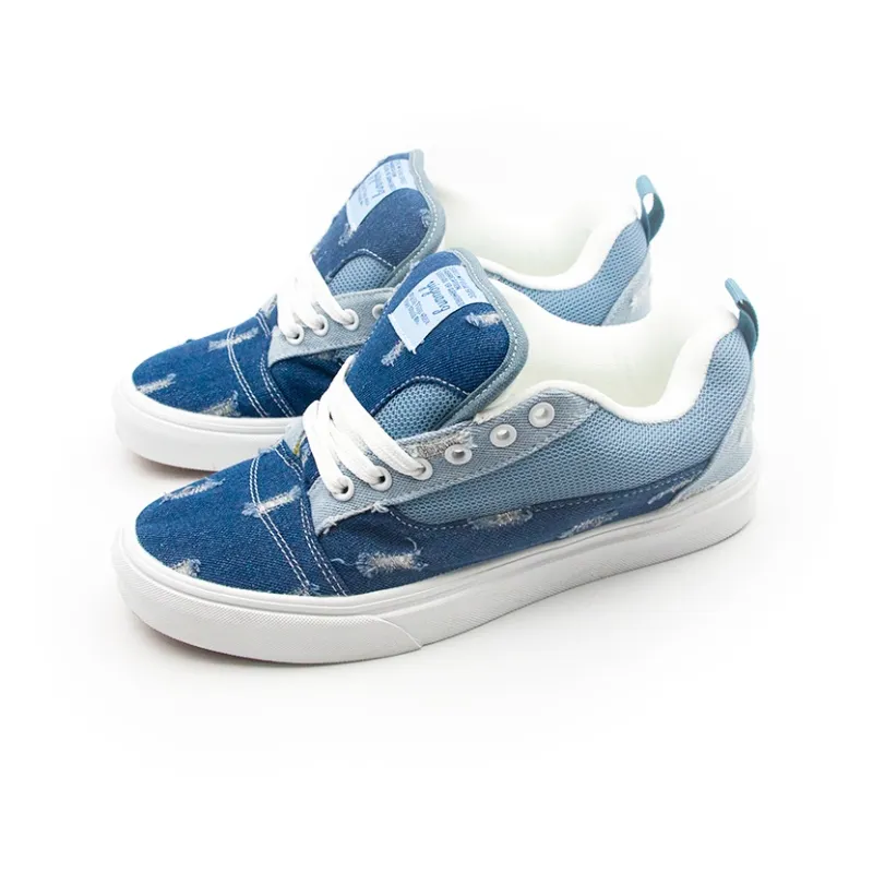 I'm Shopping Anti Slip Wear Resistant Low Top Skateboard Shoes Unisex Dark Blue-3