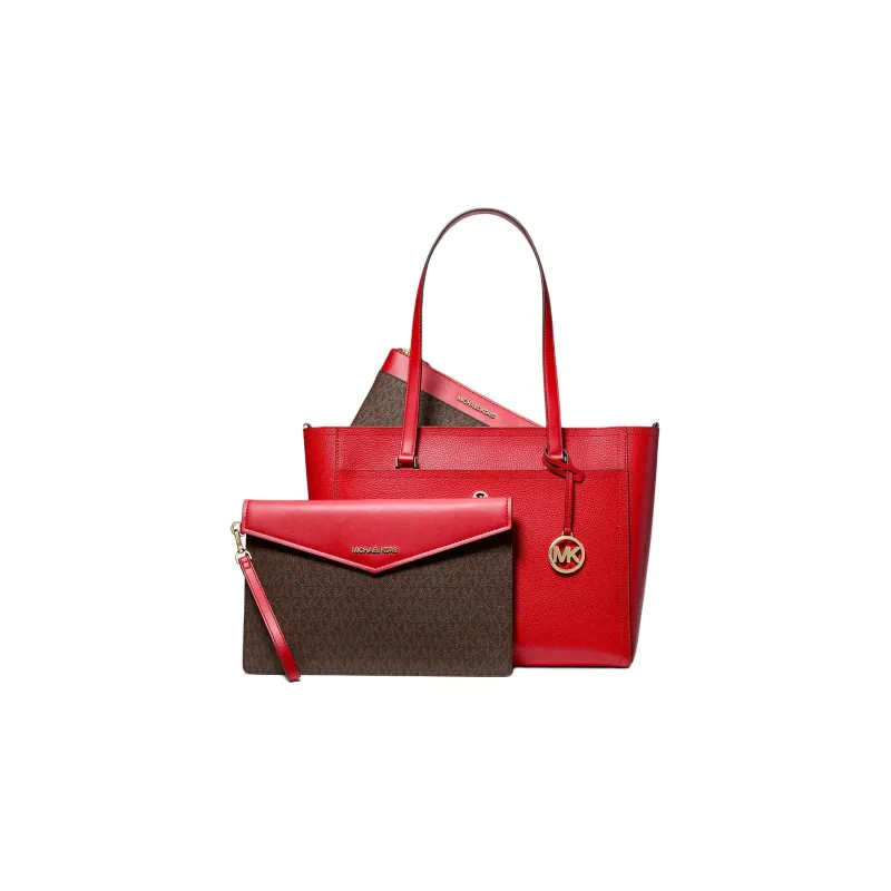 MICHAEL KORS Maisie Leather Combo Bag Tote Bag Shopping Bag Shoulder Bag Handbag Large Size Women's Bright Red-1