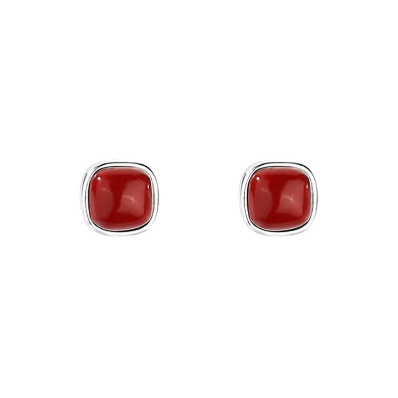 PIARA Stud Earrings Women's Deep Red-0