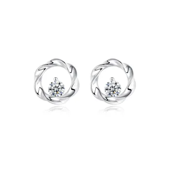 Kelanxi 999 Fine Silver Stud Earrings Women's