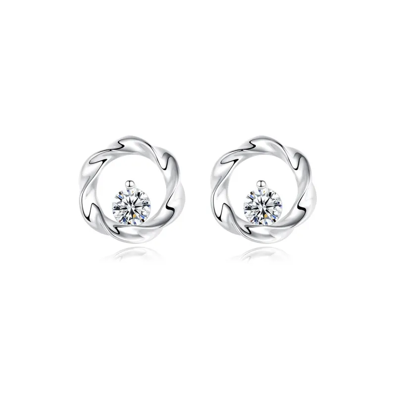 Kelanxi 999 Fine Silver Stud Earrings Women's-0