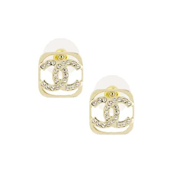 CHANEL Metal Stud Earrings Women's Gold