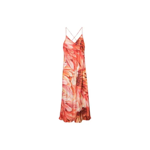 Roberto Cavalli Plumage Silk Maxi Dress