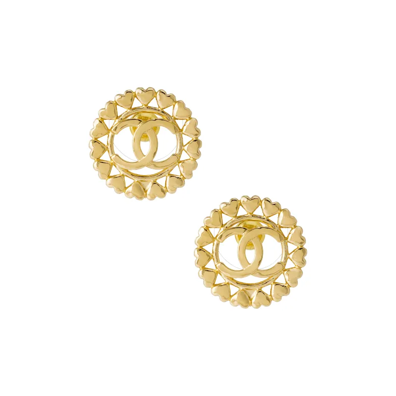 CHANEL Stud Earrings Women's Gold-0