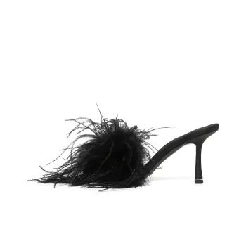 Alexander Wang Julie Slide Slippers 10cm Women's Black