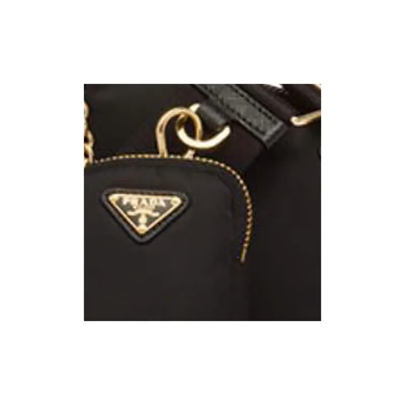 PRADA Re Edition Fabric With Leather Crossbody Bag Shoulder Bag Women's Black & Gold-3