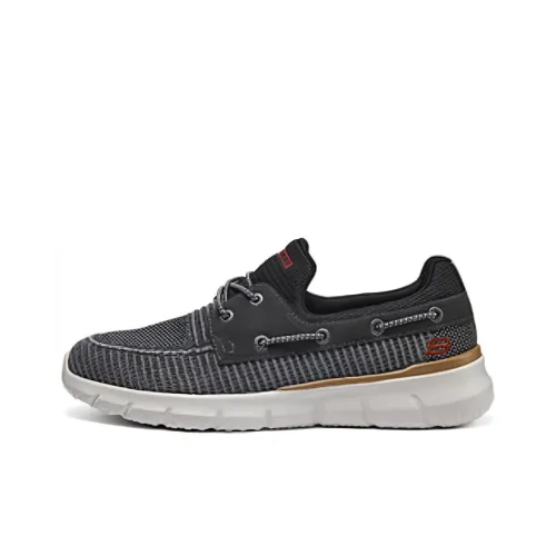 Skechers Cushioning, Wear Resistant Low Top Casual Shoes Men's Gray Black