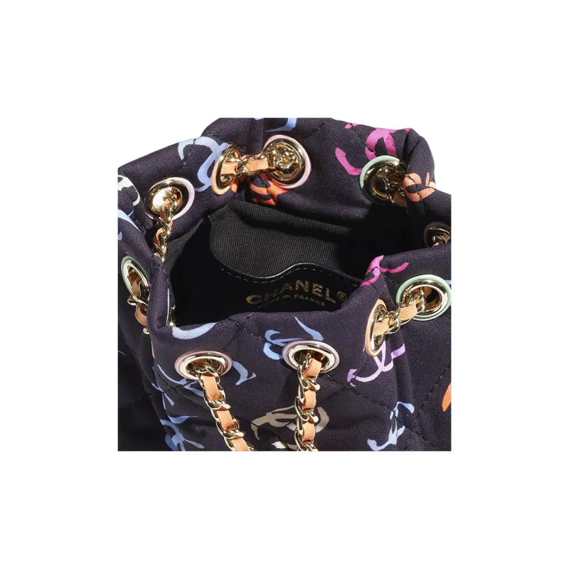 CHANEL Printed Fabric Backpack Women's Black & Multicolor-3