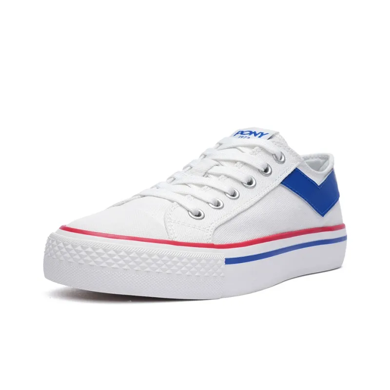 PONY Shooter Slip Resistant Breathable Low Top Canvas Shoes Unisex White Blue-1