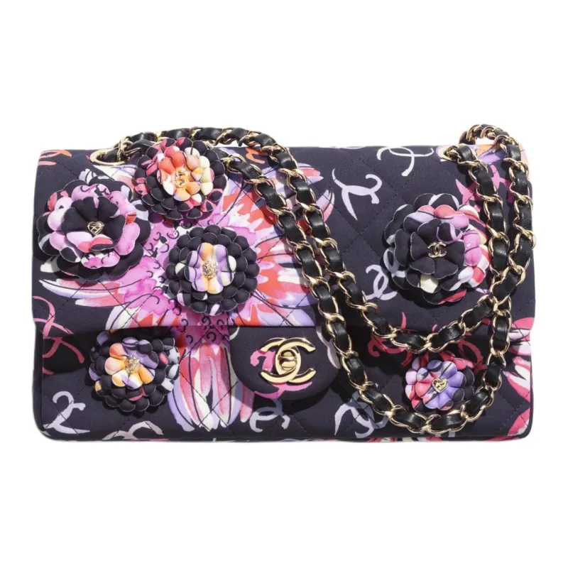 CHANEL Printed Fabric Crossbody Bag, Shoulder Bag Regular Women's Black & Multicolor-0