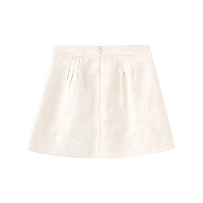 Miss Chipmunk Casual Short Skirts Women's Jacquard White-1