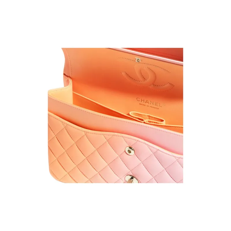 CHANEL Classic Flap CF Gradient Lambskin Crossbody Bag, Shoulder Bag Women's Pink & Orange-3