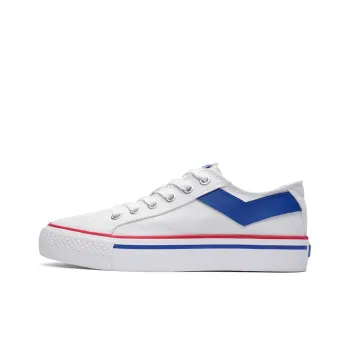 PONY Shooter Slip Resistant Breathable Low Top Canvas Shoes Unisex White Blue