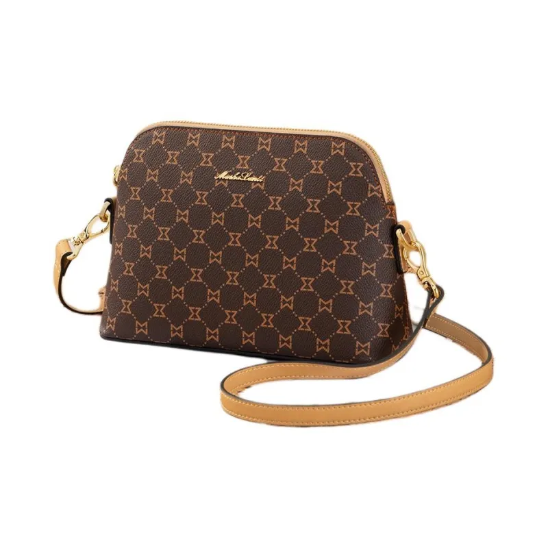 MashaLanti PVC And Synthetic Leather Shoulder Bag Small Size Women's Dark Brown & Apricot-2
