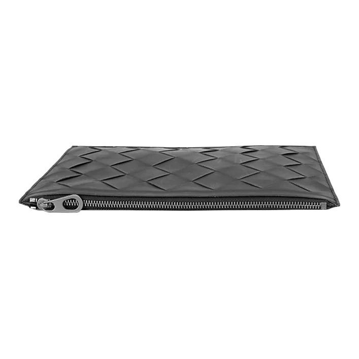 CMLZIUA Waxed Cow Leather Clutch Men's Large Plaid Black/Medium Plaid Black-3