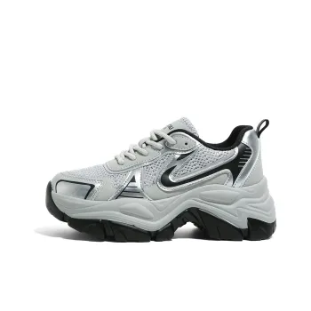 HUANQIU Wear Resistant Breathable Support Height Increasing Low Top Chunky Sneakers Women's Gray