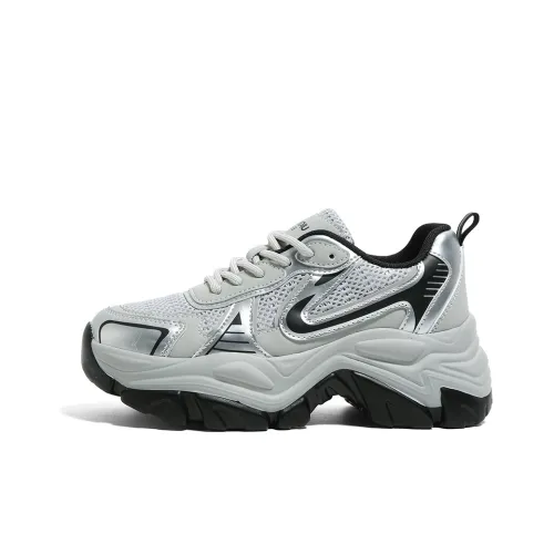HUANQIU Wear Resistant Breathable Support Height Increasing Low Top Chunky Sneakers Women's Gray