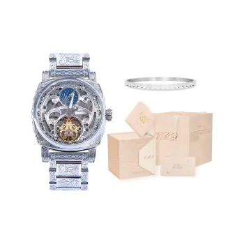 VRQ Faith Series Automatic Mechanical Movement Genuine Leather Strap Watch Women's Watch Cut Out Dial