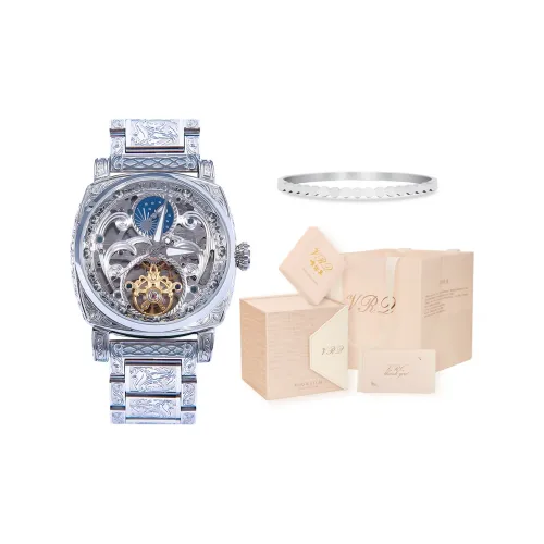 VRQ Faith Series Automatic Mechanical Movement Genuine Leather Strap Watch Women's Watch Cut Out Dial