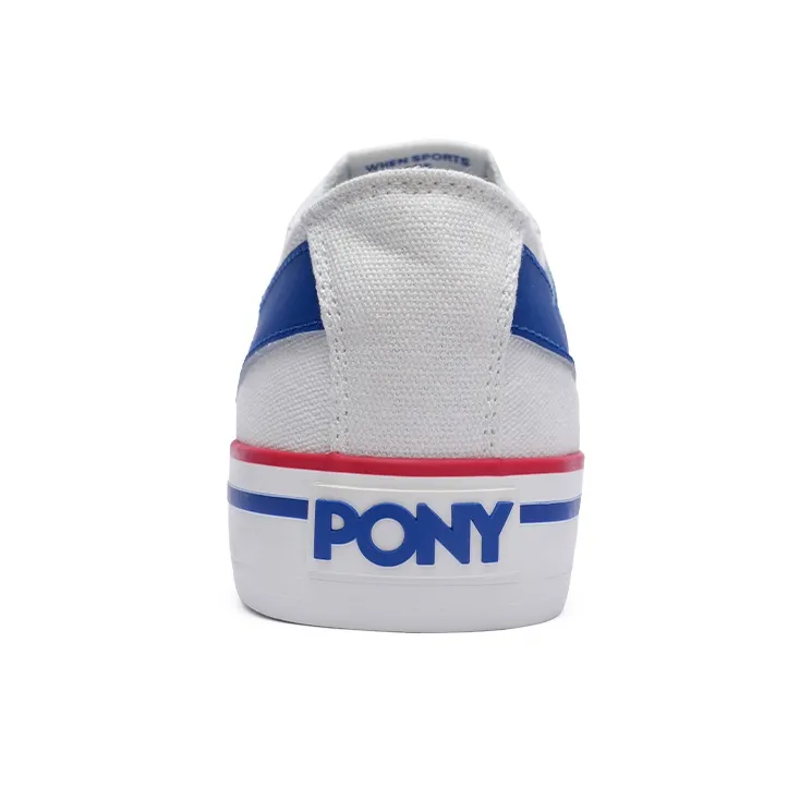 PONY Shooter Slip Resistant Breathable Low Top Canvas Shoes Unisex White Blue-3