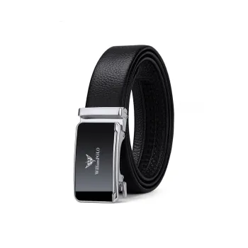 WilliamPOLO Top Grain Cow Leather Leather Belts Men's Silver 3.5cm Width
