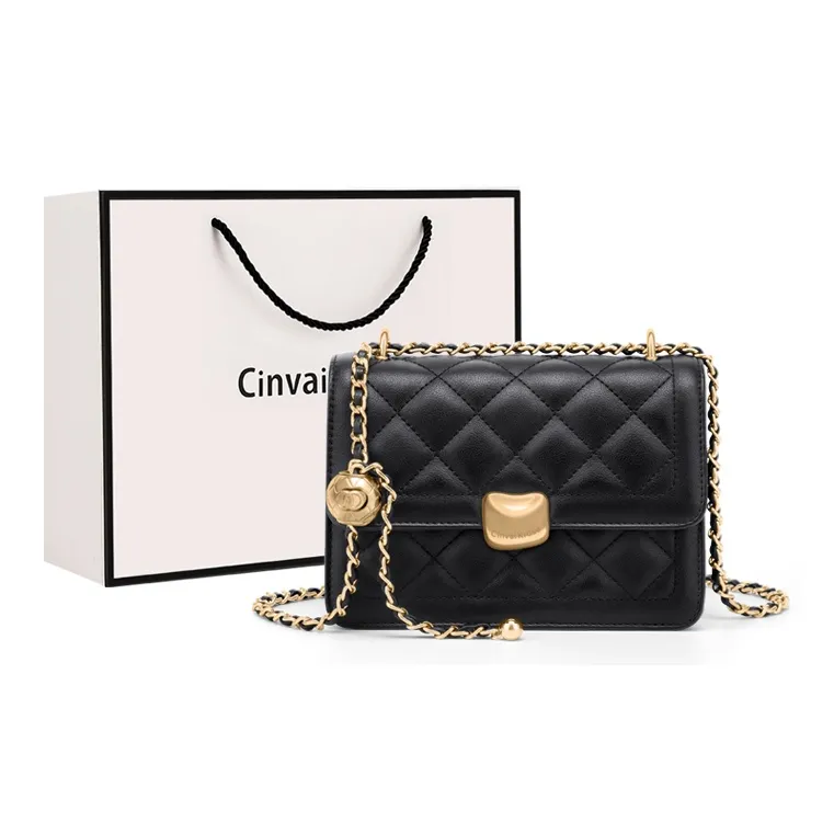 Simvay Clos Cow Leather Chain Bag Shoulder Bag Women's Diamond Pattern Cream White/Diamond Pattern Glossy Black-6