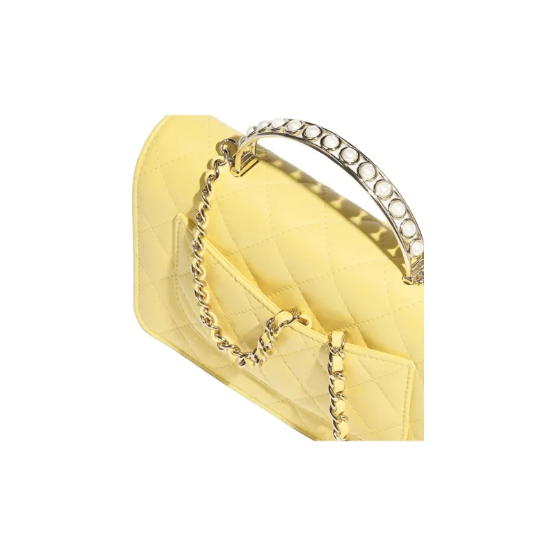 CHANEL Lambskin Shoulder Bag, Crossbody Bag, Handbag Women's Yellow-2