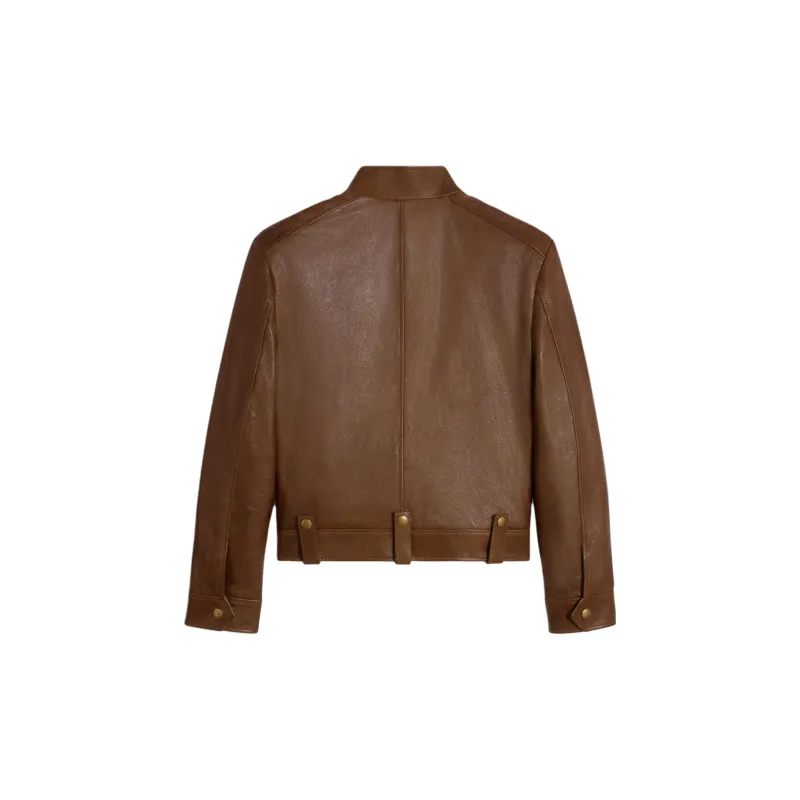 CELINE SS24 Leather Jacket Women's Brown-1