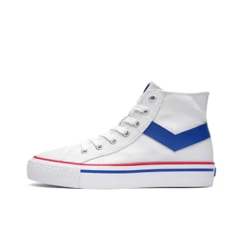 PONY Shooter Slip Resistant Breathable High Top Canvas Shoes Unisex White Blue